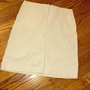 Powder blue and white seersucker skirt